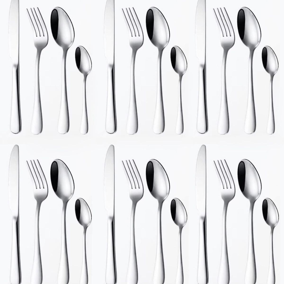 BJ HOGAR - Set 24 Cubiertos Acero Inoxidable Cuchillo Tenedor Cuchara Caja