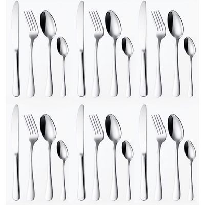 Imagen 2 del producto Set 24 Cubiertos Acero Inoxidable Cuchillo Tenedor Cuchara Caja