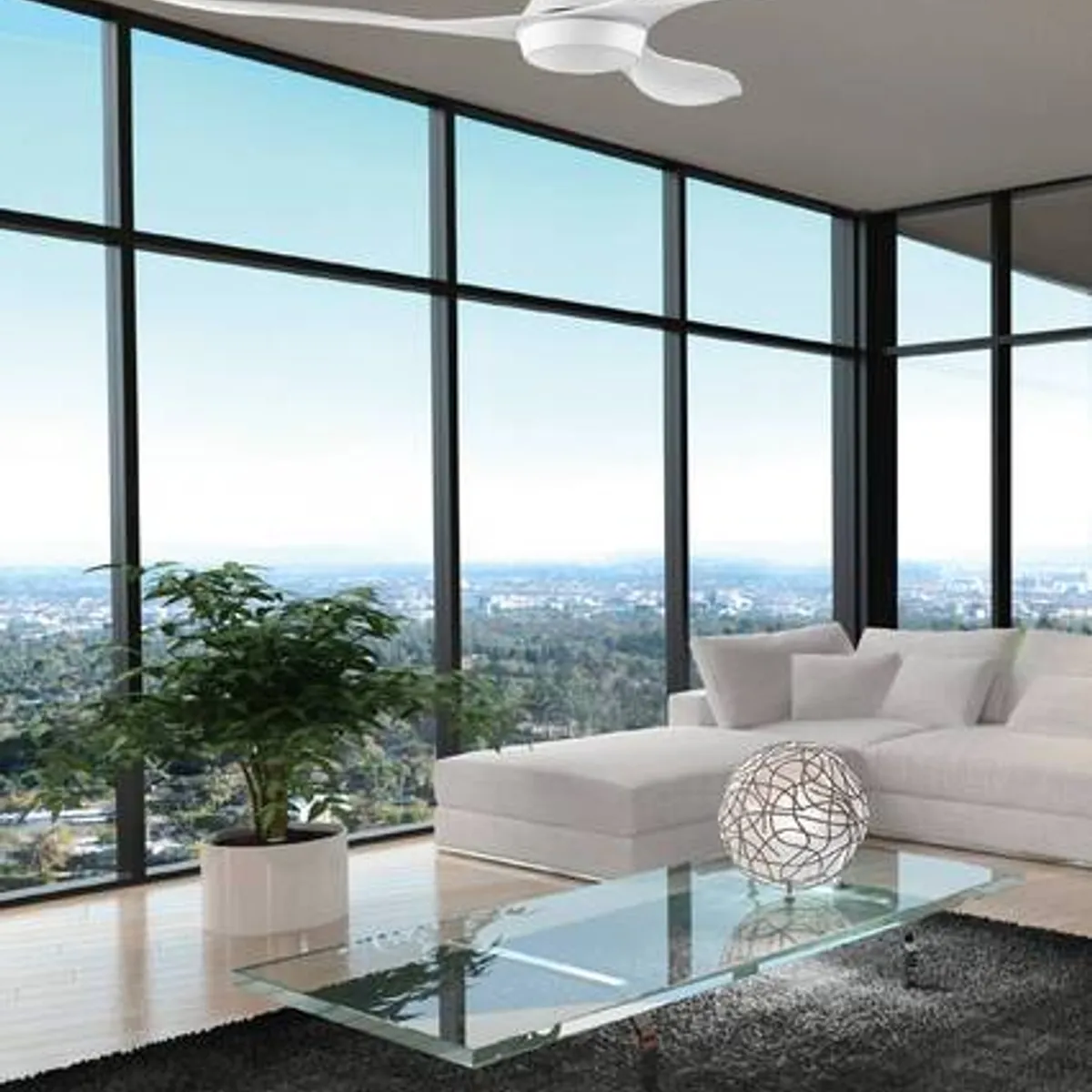 EGLO - Ventilador de Techo Antibes Luz Led Blanco Abs 18W Control Remoto