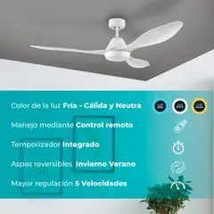 EGLO - Ventilador de Techo Antibes Acero Blanco Abs 18W Con Control Cod35015