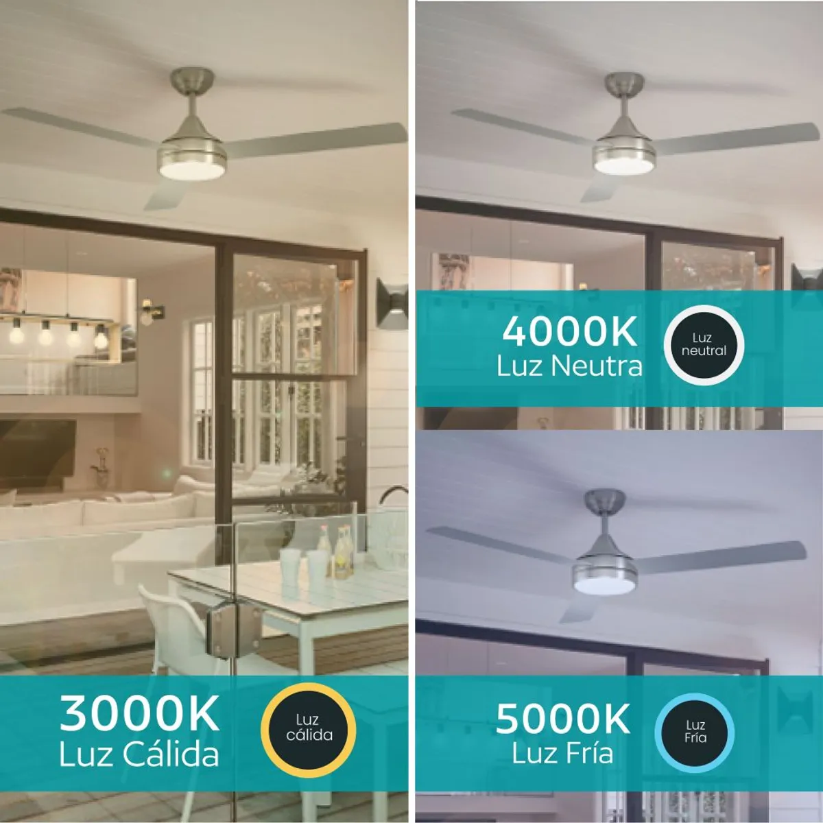 EGLO - Ventilador de techo luz led regulable control remoto invierno verano aspas reversibles