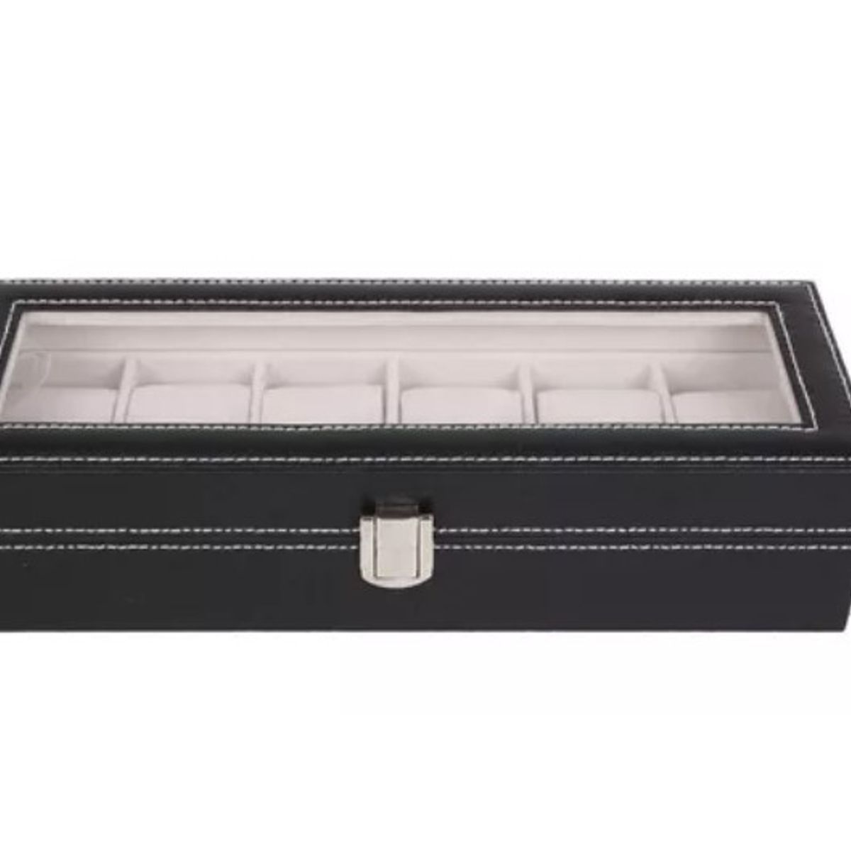 GENERICO - Organizador Para 6  Relojes Joyas Ecocuero Y Vidrio
