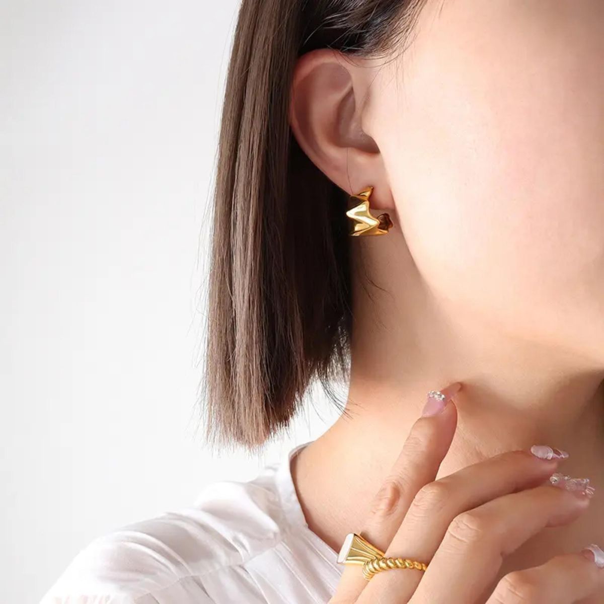 GENERICO - Aros Mujer Bañados En Oro 18k Modelo QUEEN