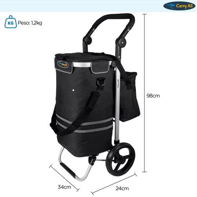 Imagen 2 del producto Carrito de Compras Plegable Perth Carro Feria Carga Black