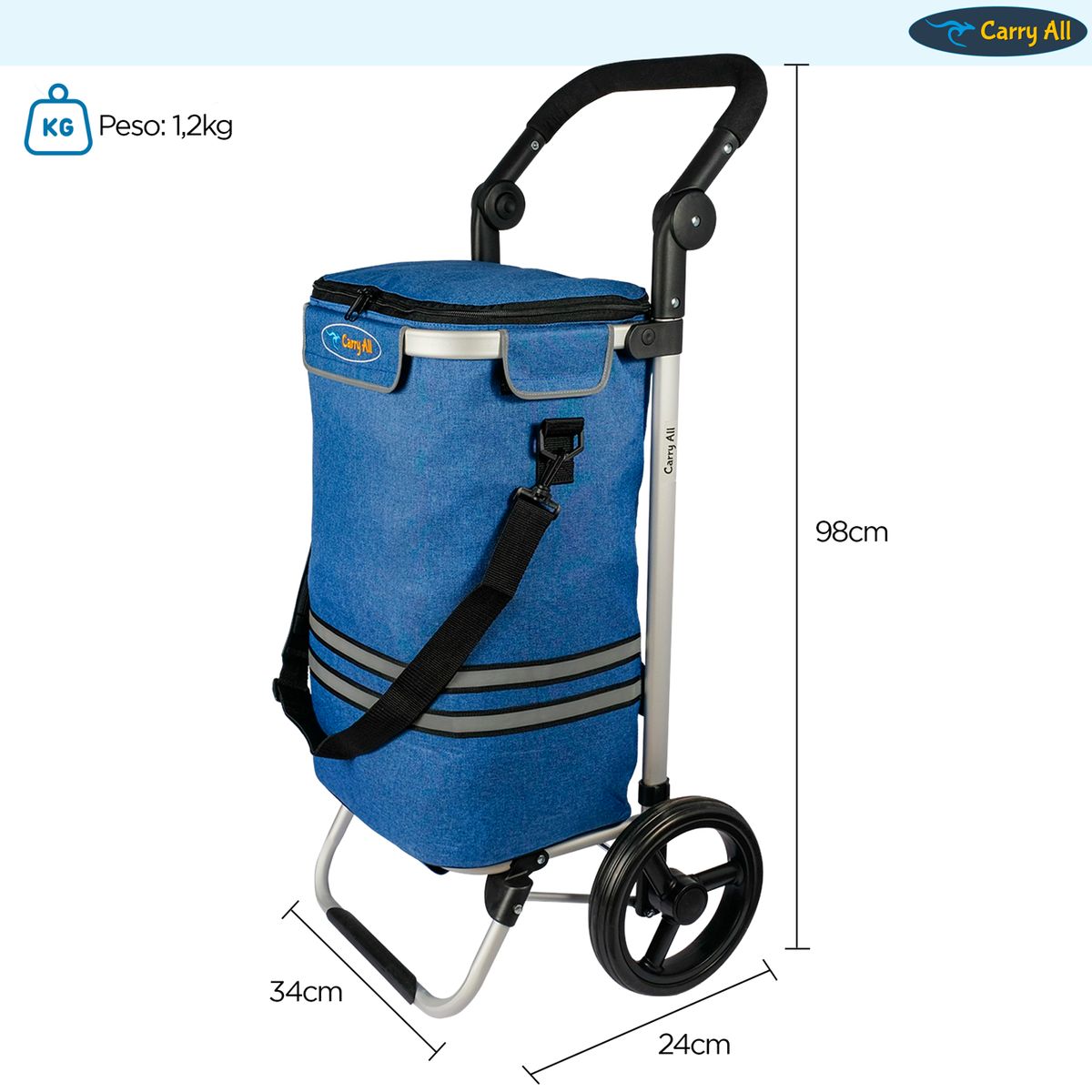 CARRY ALL - Carrito de Compras Plegable Perth Carro Feria Carga Azul