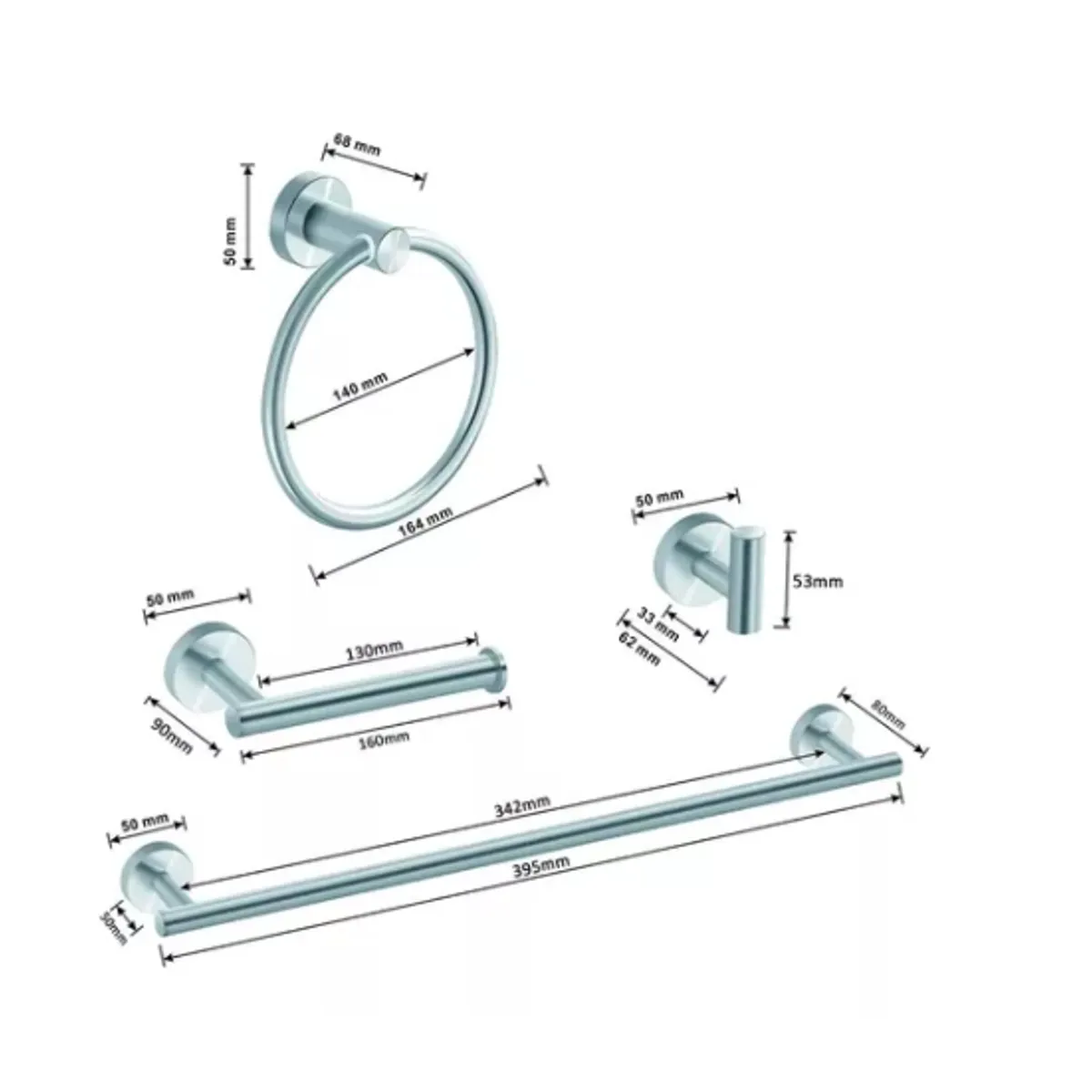 ESHOPANGIE - Set De 4 Accesorios De Baño Acero Inoxidable