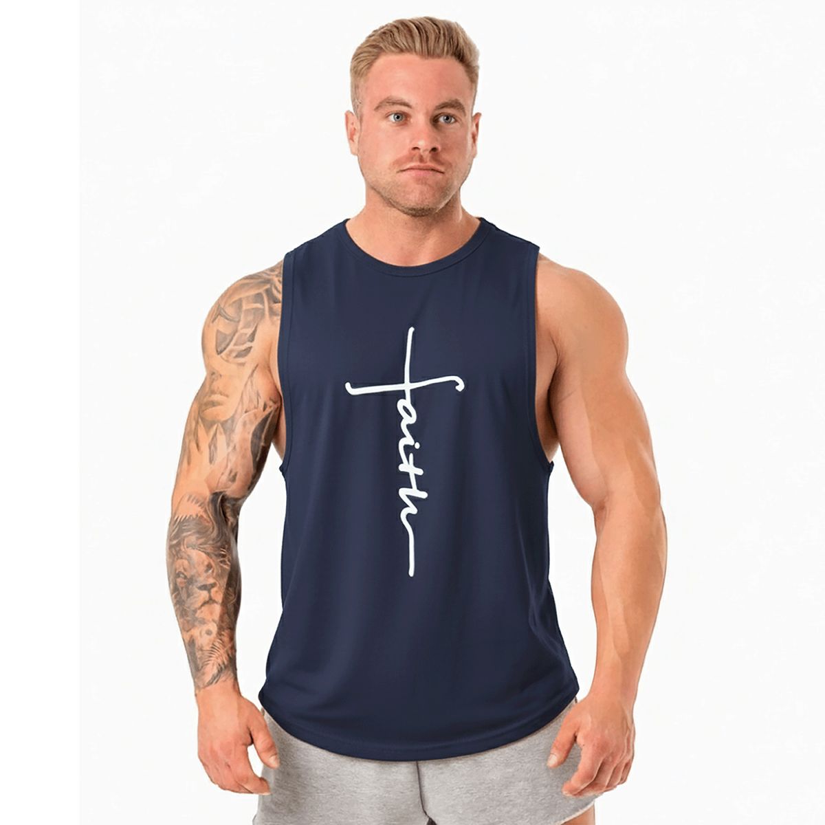GENERICO - Polera Musculosa  cuello redondo Faith Azul marino