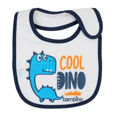 BAMBINO - Babero De Algodón Impermeable Dino Blanco