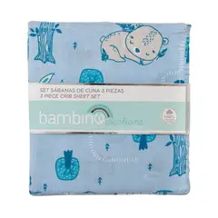 BAMBINO - Set Sabanas De Cuna Animales Celeste