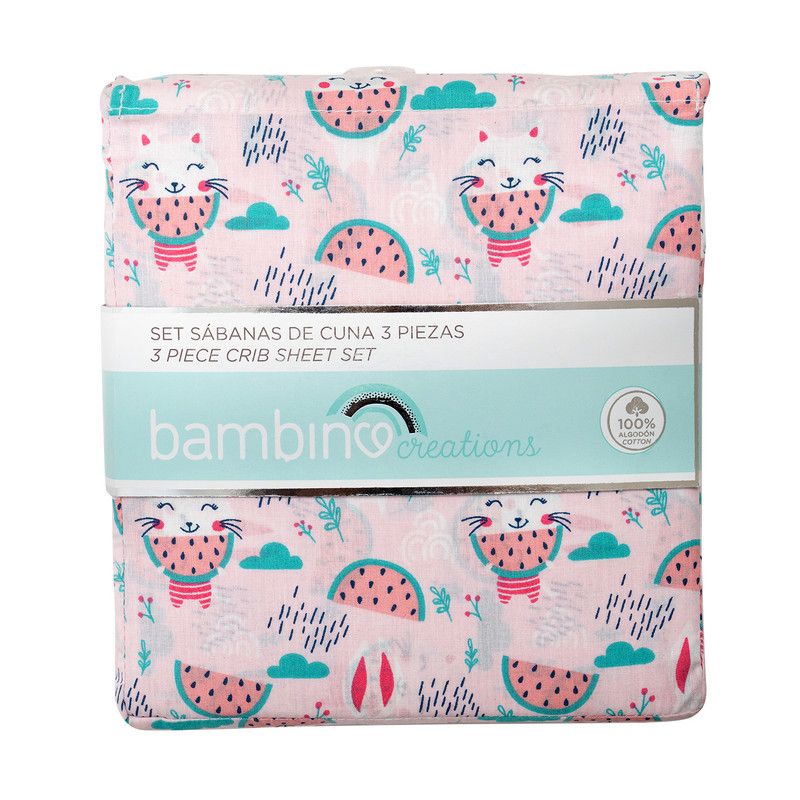 BAMBINO - Set  Sabanas De Cuna Bambino  Conejo Rosado