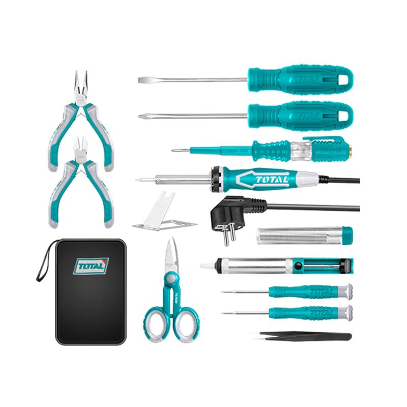 TOTAL TOOLS - Kit De Herramientas para Reparación Electrónica 13 Piezas TOTAL