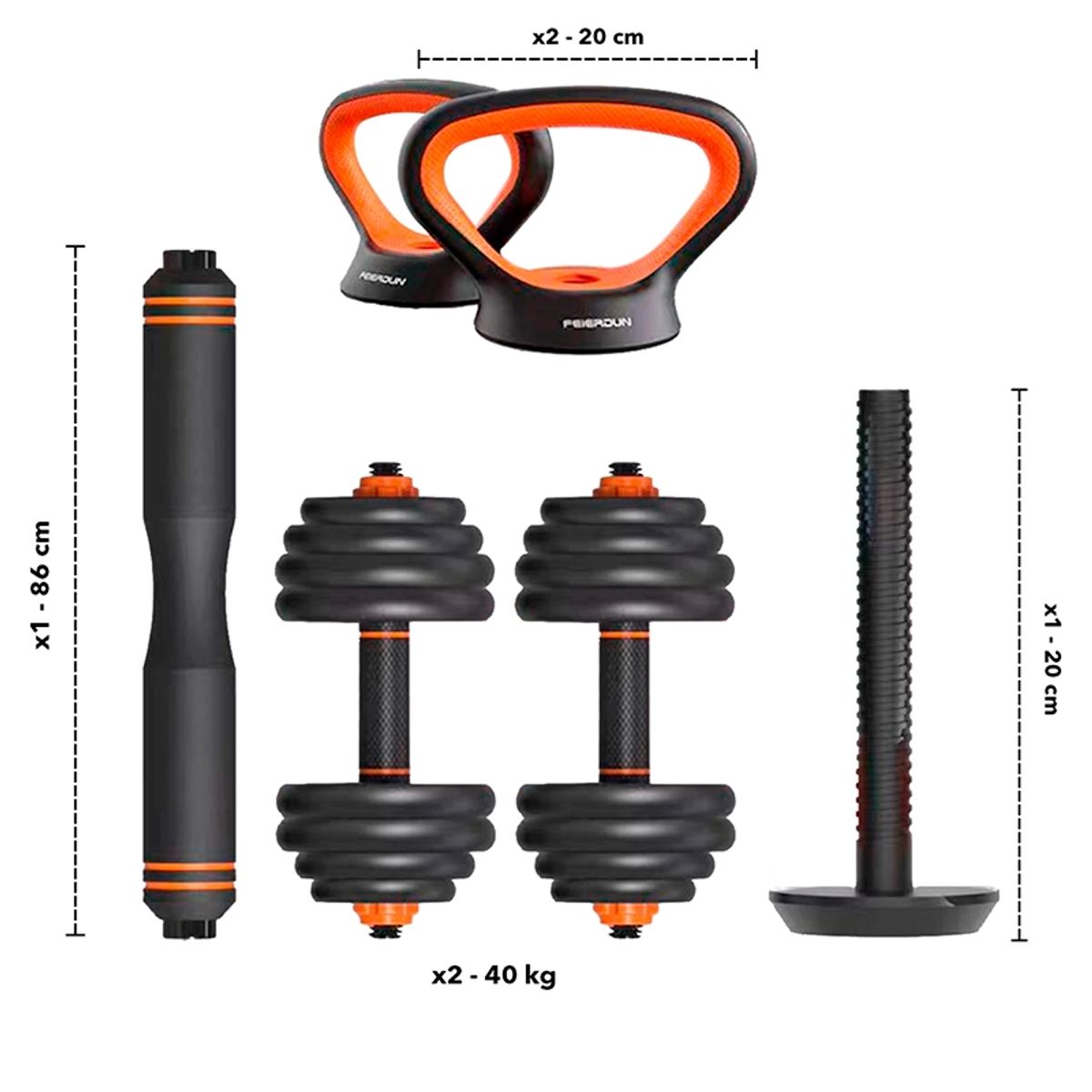 ATLETIS - Set de Pesas Ajustable 40 Kg Kettlebells Negro