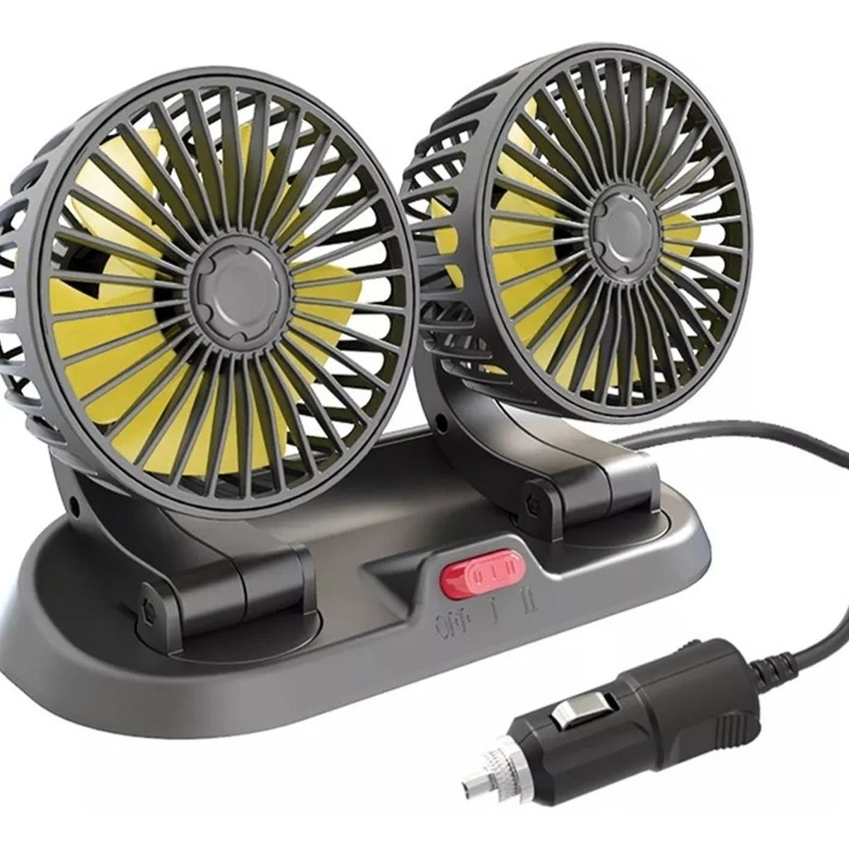 GENERICO - Ventilador Doble Para Auto 360° Conexión 12v Encendedor