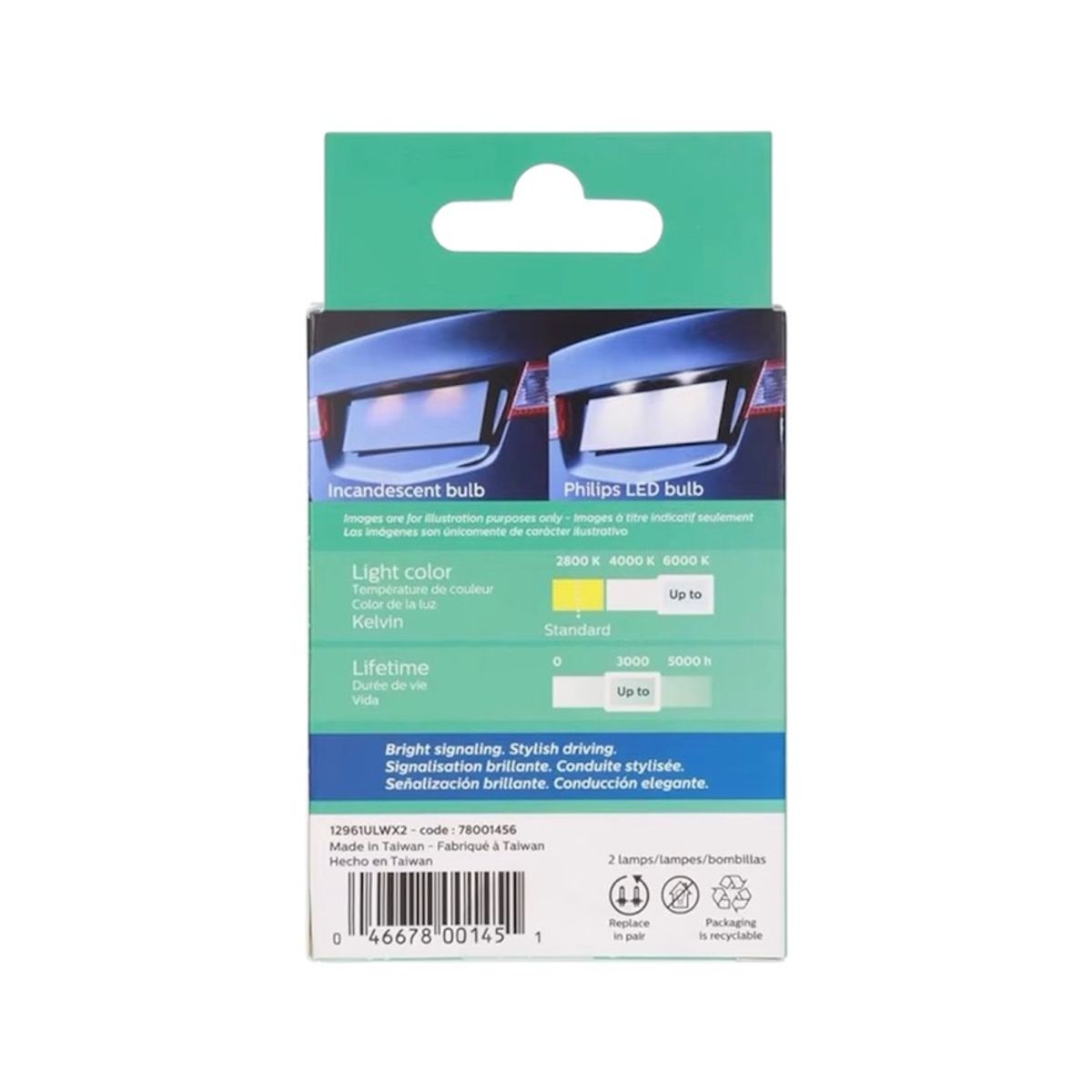 PHILIPS - Kit ampolletas led philips T10 w5w cola de pez