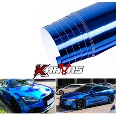 GENERICO - Papel Vinilo Cromo Espejo AZUL Adhesivo Auto Karvas