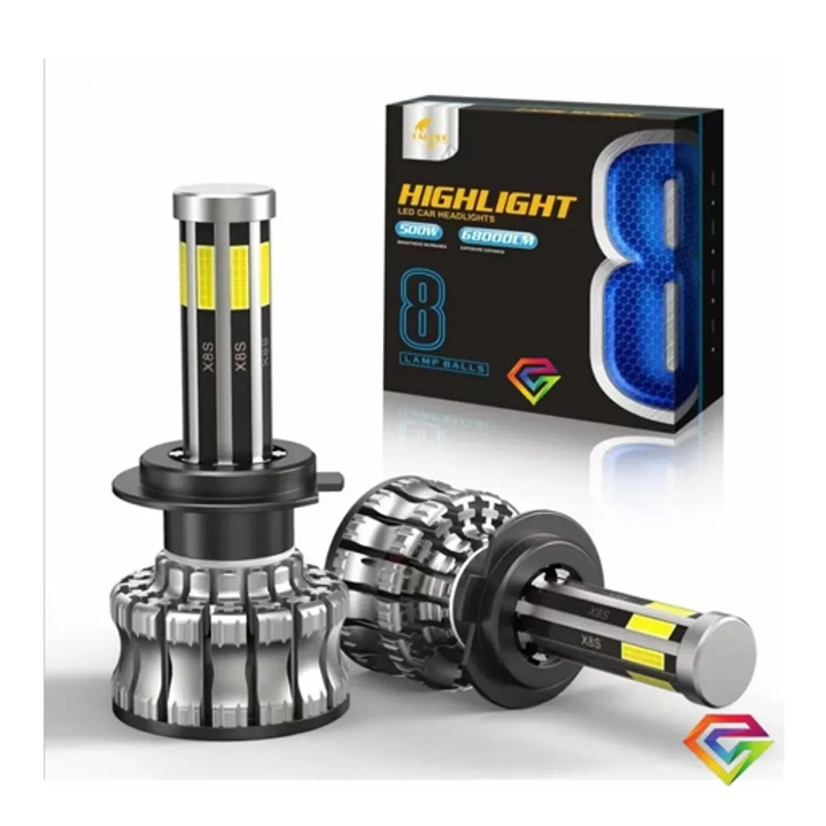 GENERICO - Luces Turbo Led H4 Auto 18000lm 200w 8 Caras Canbus Karvas