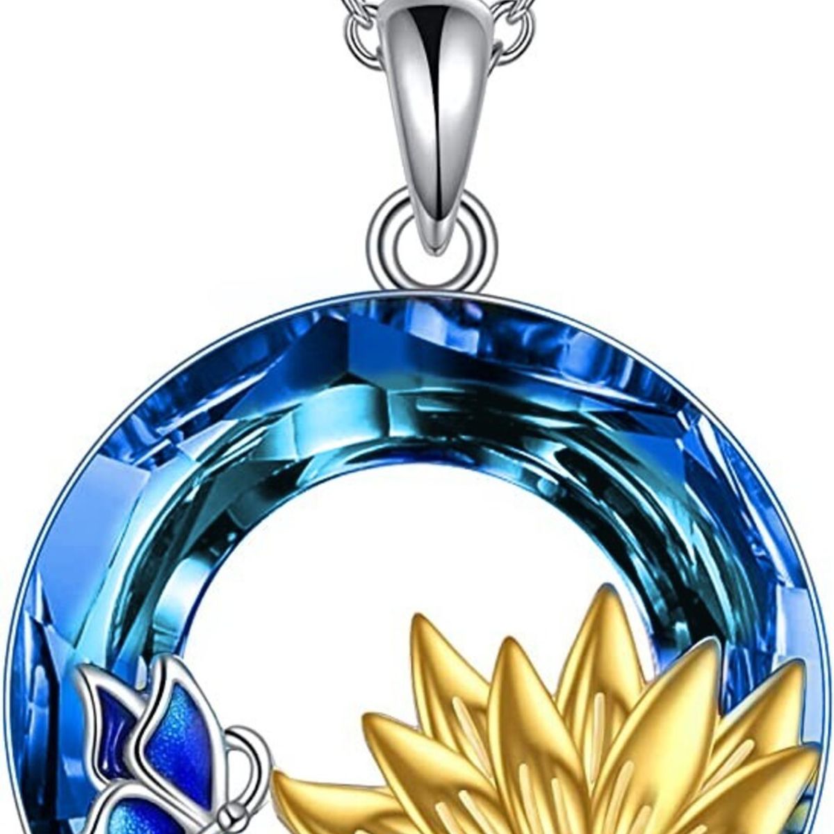 GENERICO - Collar girasol cristal Plata 925 joya mujer