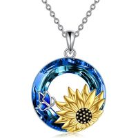 Collar girasol cristal Plata 925 joya mujer