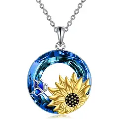 GENERICO - Collar girasol cristal Plata 925 joya mujer