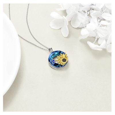 Imagen 2 del producto Collar girasol cristal Plata 925 joya mujer