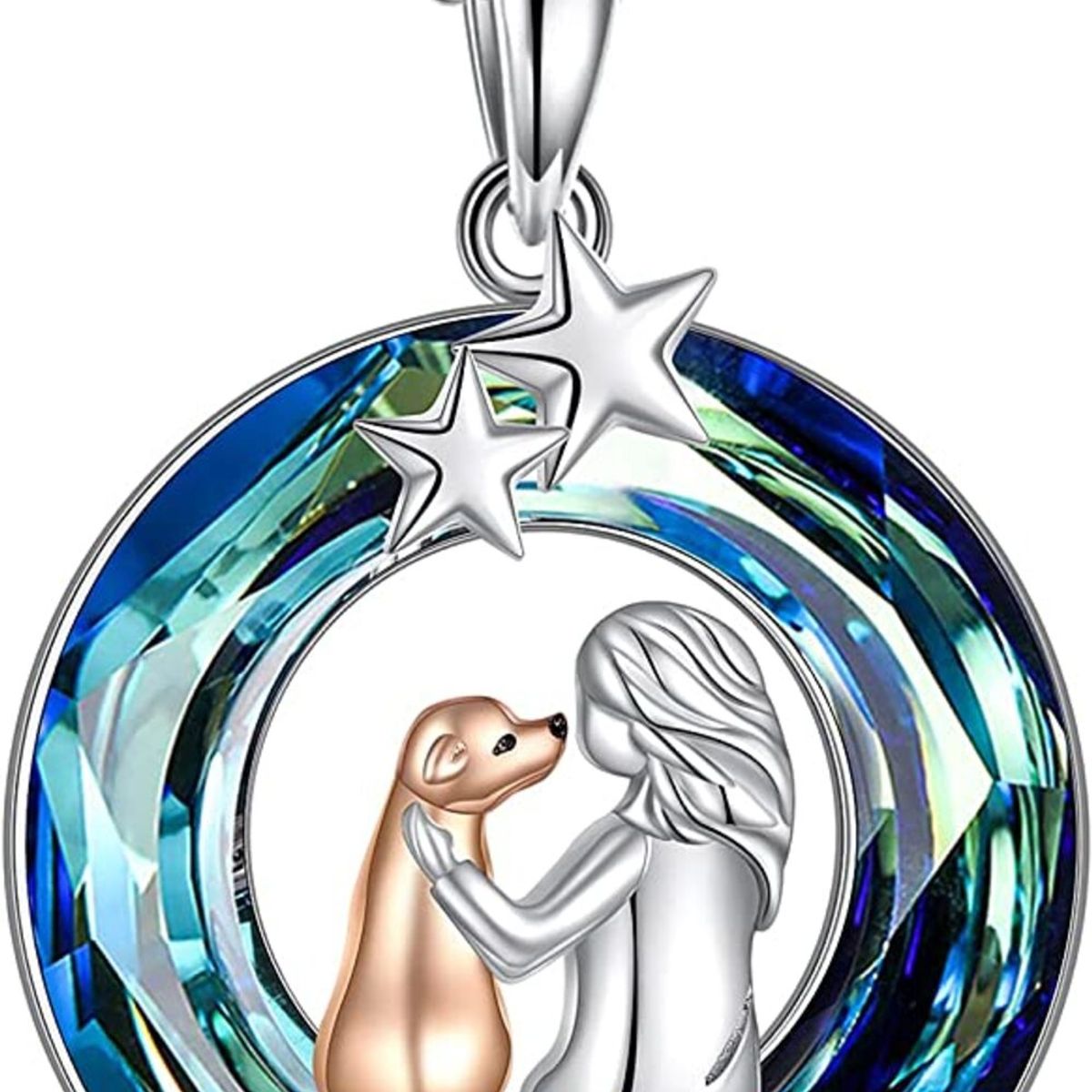 GENERICO - Collar mujer y perro cristal Plata 925 joya mujer