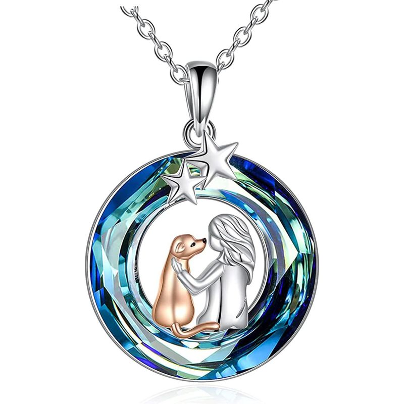 GENERICO - Collar mujer y perro cristal Plata 925 joya mujer