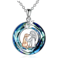 GENERICO - Collar mujer y perro cristal Plata 925 joya mujer