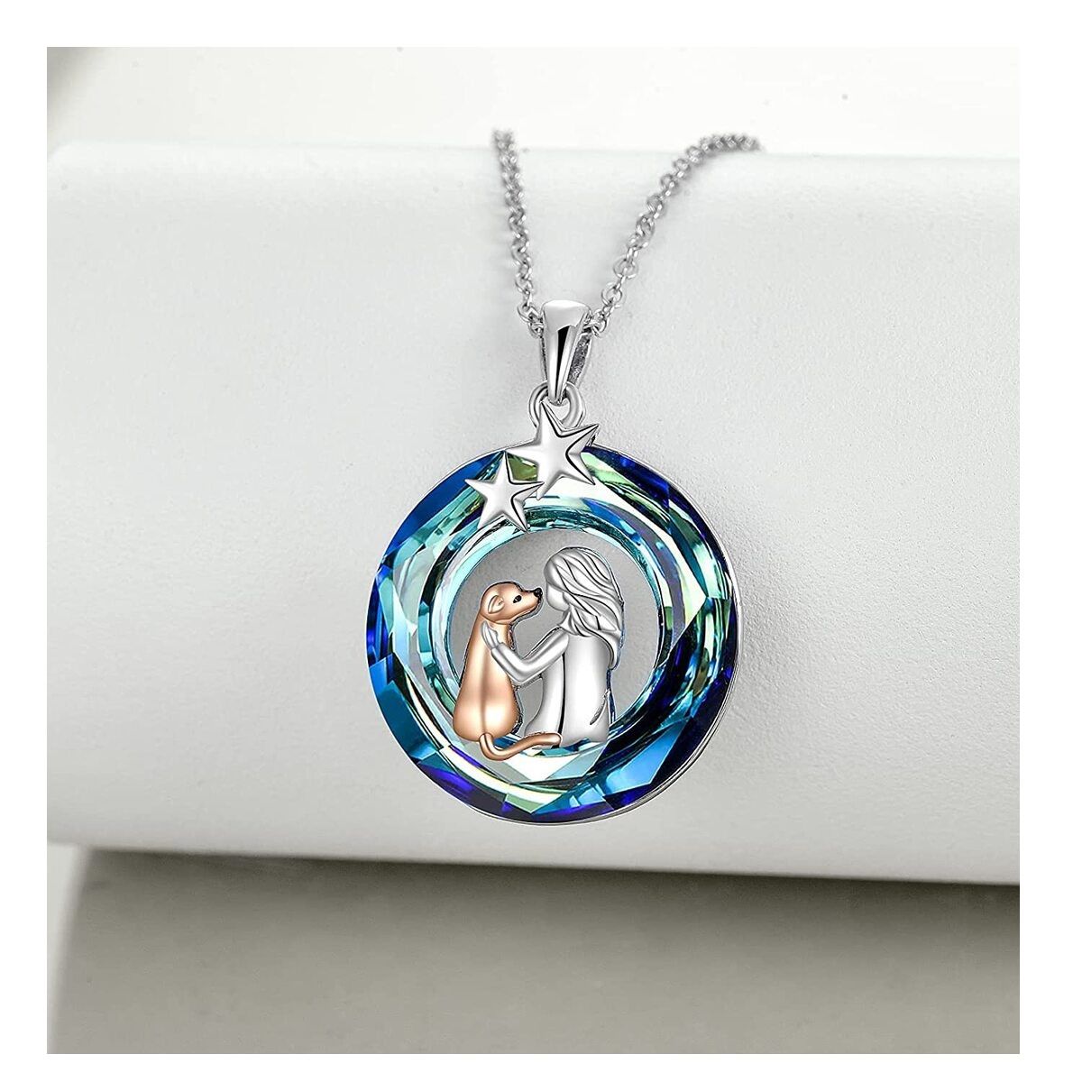 GENERICO - Collar mujer y perro cristal Plata 925 joya mujer