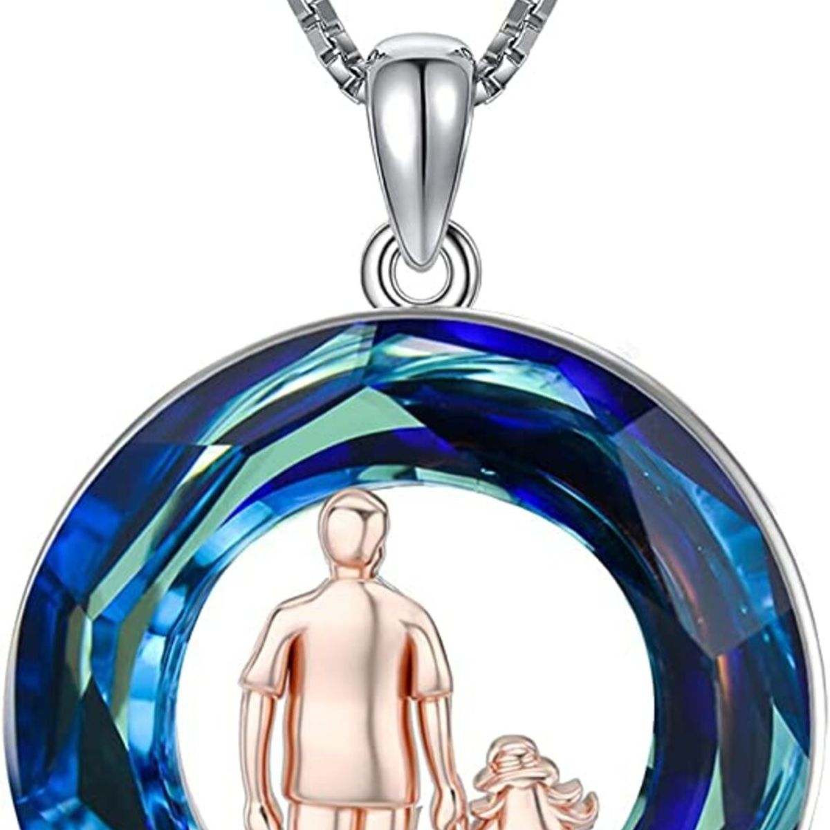 GENERICO - Collar papá e hija cristal Plata 925 joya mujer