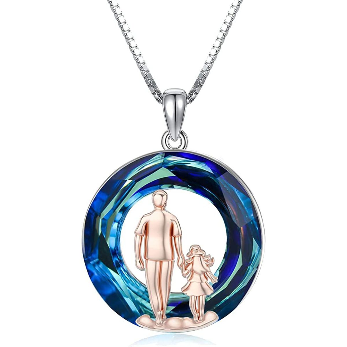 GENERICO - Collar papá e hija cristal Plata 925 joya mujer