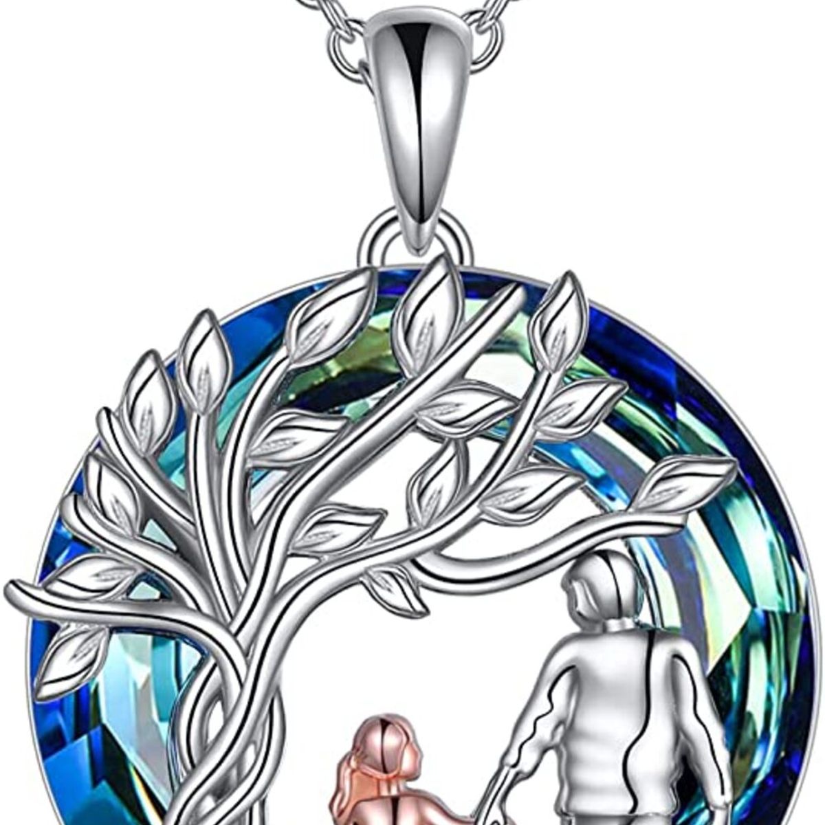 GENERICO - Collar papá e hija cristal Plata 925 joya mujer