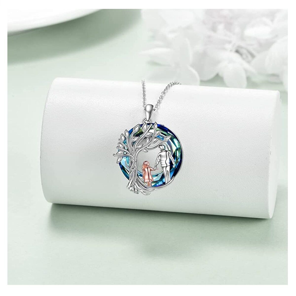 GENERICO - Collar papá e hija cristal Plata 925 joya mujer