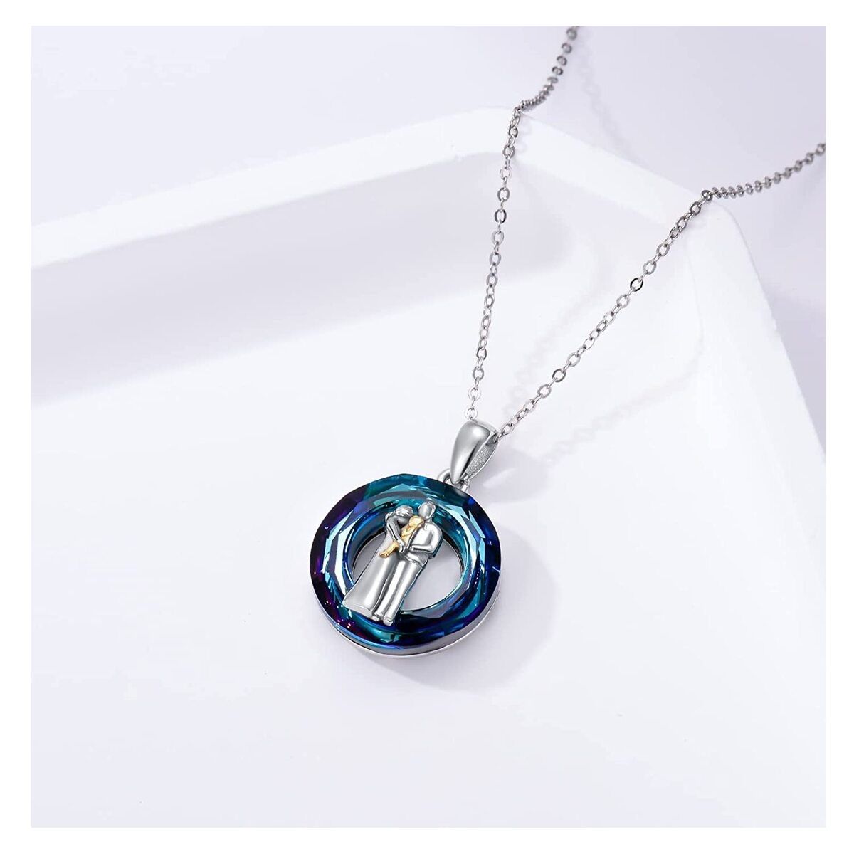 GENERICO - Collar mamá papá y bebé cristal Plata 925 joya mujer