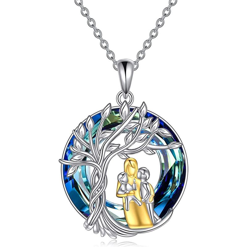 GENERICO - Collar mamá y dos hijos arbol de la vida Plata 925 joya mujer