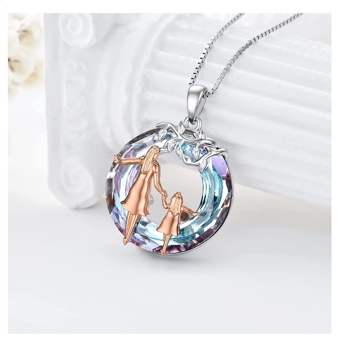 GENERICO - Collar mamá e hija Plata 925 joya mujer