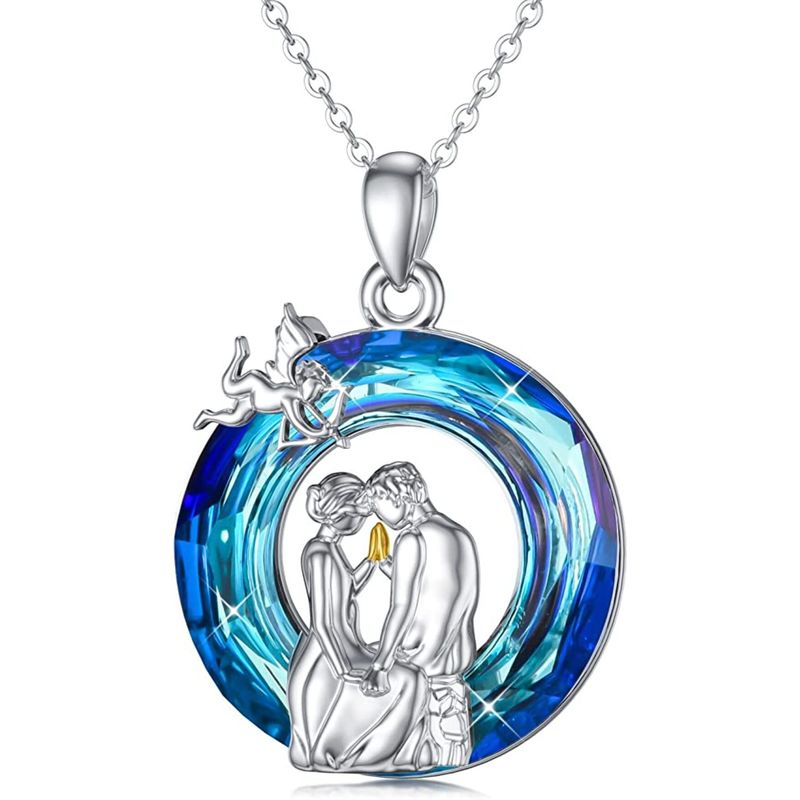GENERICO - Collar pareja enamorados cristal Plata 925 joya mujer