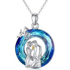GENERICO - Collar pareja enamorados cristal Plata 925 joya mujer
