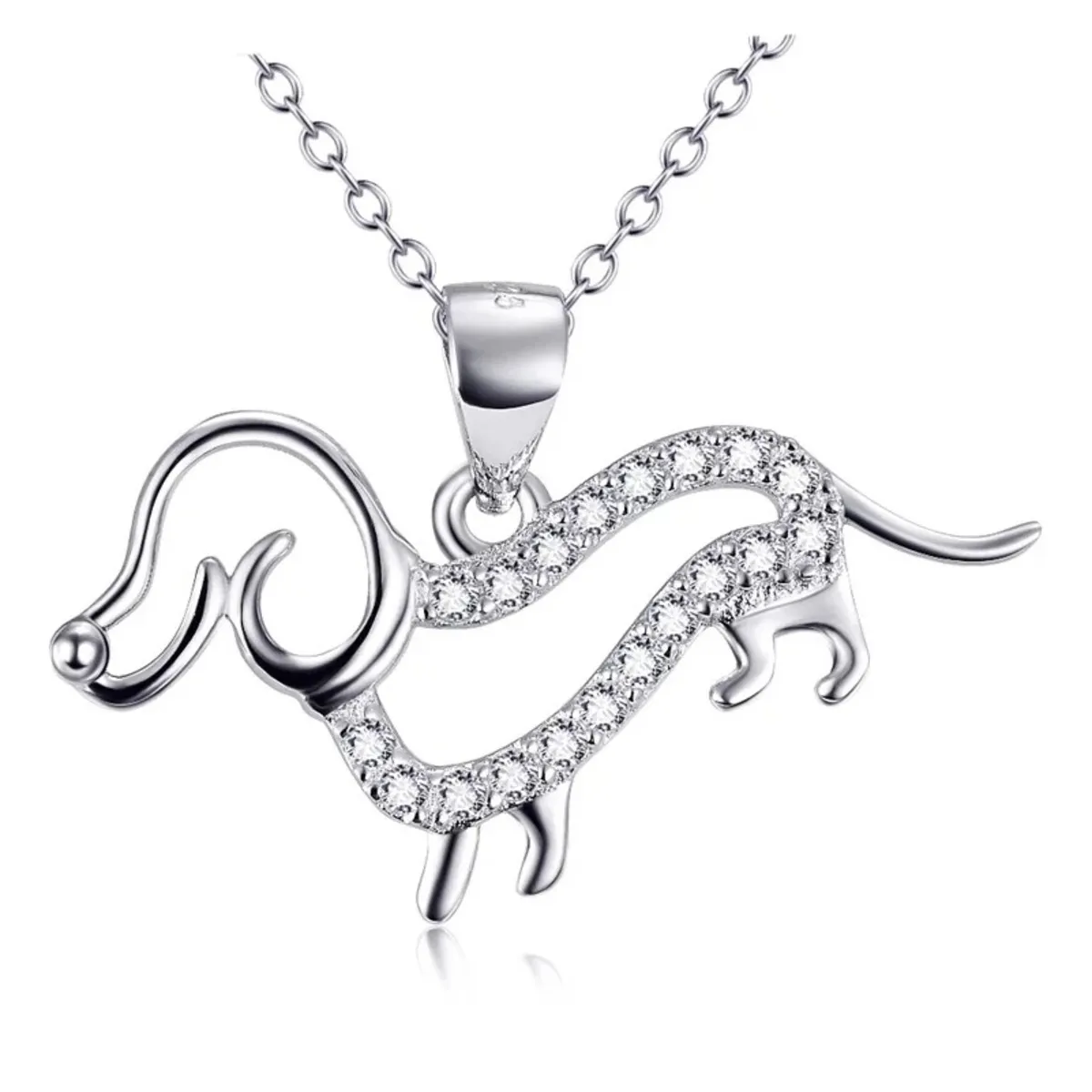 GENERICO - Collar perro salchicha dachshund Plata 925 joya mujer