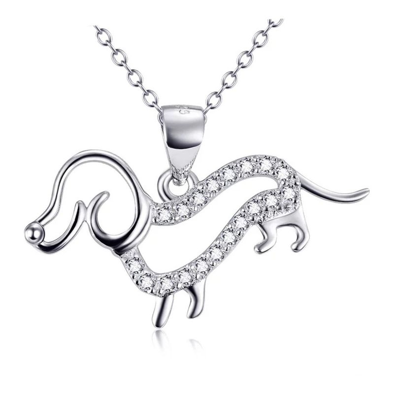 GENERICO - Collar perro salchicha dachshund Plata 925 joya mujer