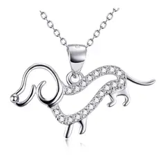 GENERICO - Collar perro salchicha dachshund Plata 925 joya mujer