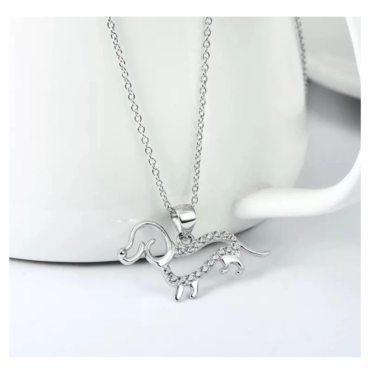 GENERICO - Collar perro salchicha dachshund Plata 925 joya mujer