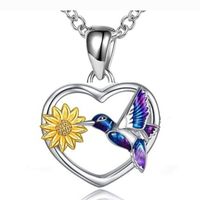 Collar colibri girasol Plata 925 joya mujer