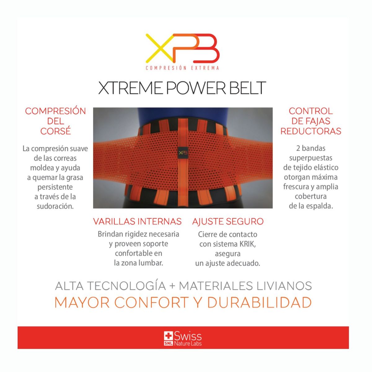 SWISS NATURE LABS - Xtreme Power Belt - Talla M + Thermo Xtreme + 2 Fajas Osmoticas