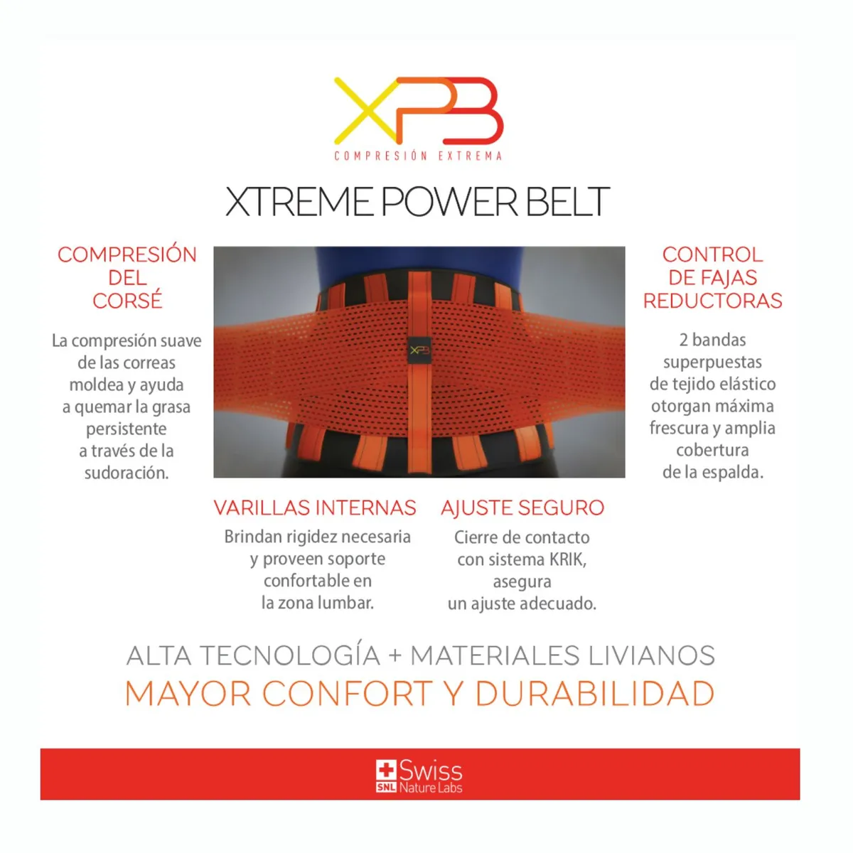 SWISS NATURE LABS - Set de Fajas Reductoras de Compresion Extrema Xtreme Power Belt Talla M + Thermo Xtreme + 2 Fajas