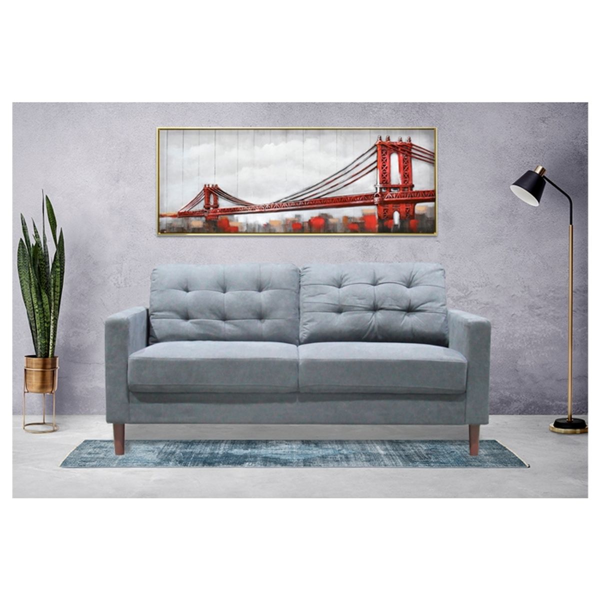 MSA MUEBLES SANTA ANA - SOFA PALOMINO 2C GRIS ( 142 x 80 x 85 cm)