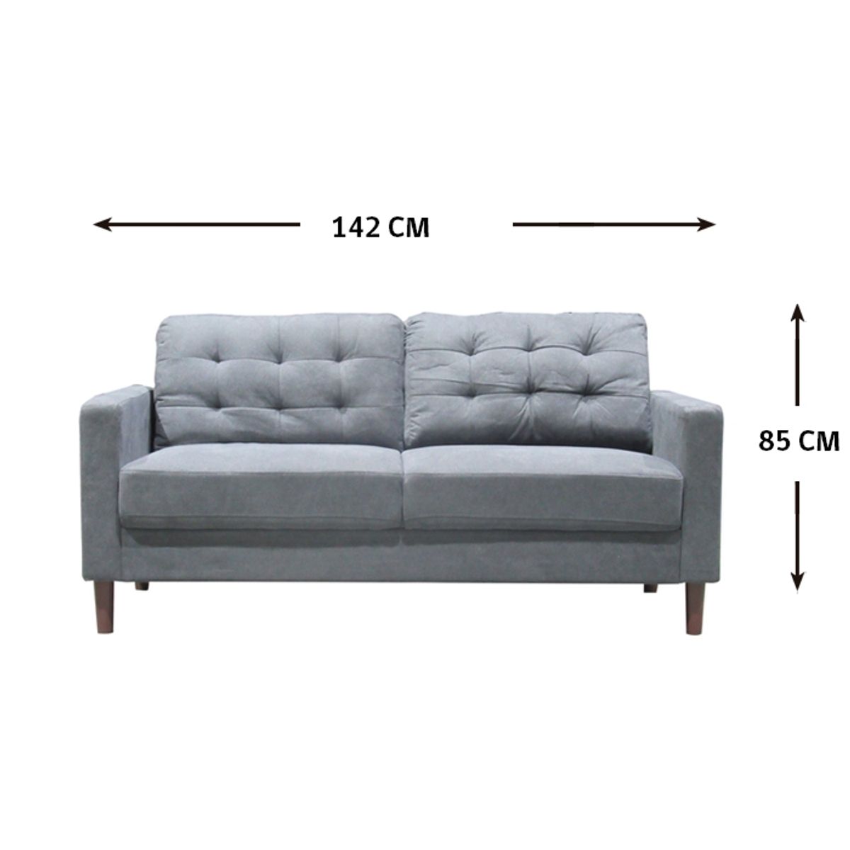 MSA MUEBLES SANTA ANA - SOFA PALOMINO 2C GRIS ( 142 x 80 x 85 cm)