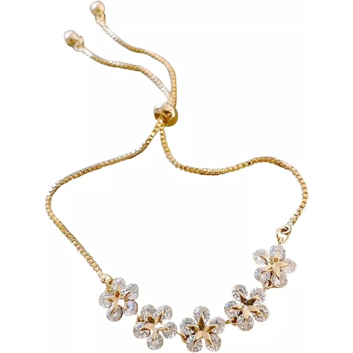 LUXURYJOYAS - Pulsera Flores Hechas Con Cristal Austriaco Oro