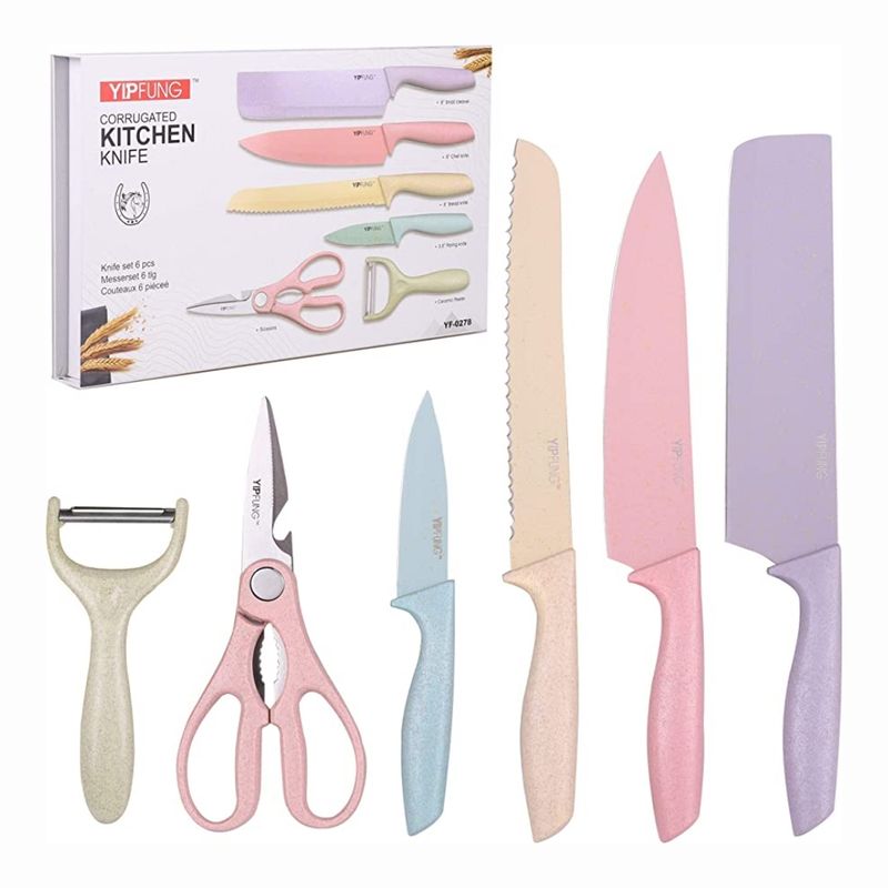 GENERICO - Set Juego De Cuchillos 6 Piezas Cocina Colores Profesional.