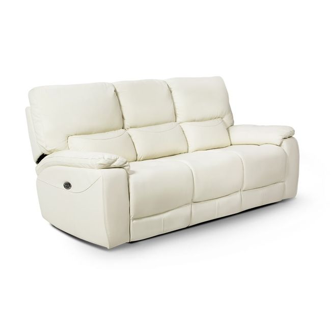 ROSEN - Rosen Sofá Reclinable Poch Cuero 3 Cuerpos Blanco