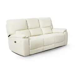 ROSEN - Sofá Reclinable Poch Cuero 3 Cuerpos Blanco